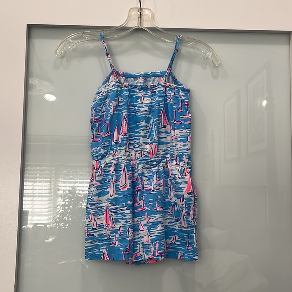 Lilly Pulitzer Blue and Pink Sailboat Romper, Size 6-7 - Picture 4 of 4